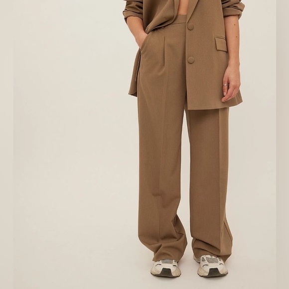 Na-Kd X Romee Strijd Brown Wide Long Suit Pants